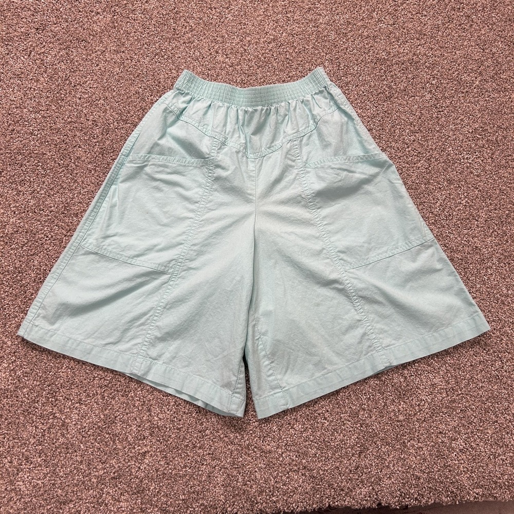 Cathy Daniels Culotte Shorts Womens Small Green Cotton Elastic Waist Summer